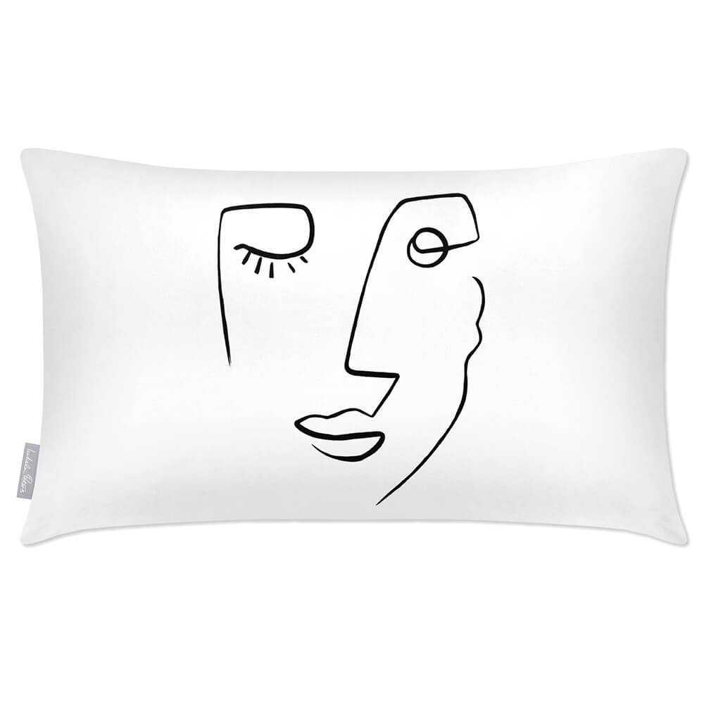 Outdoor Garden Waterproof Rectangle Cushion - Open Face  Izabela Peters White and Black 50 x 30 cm 