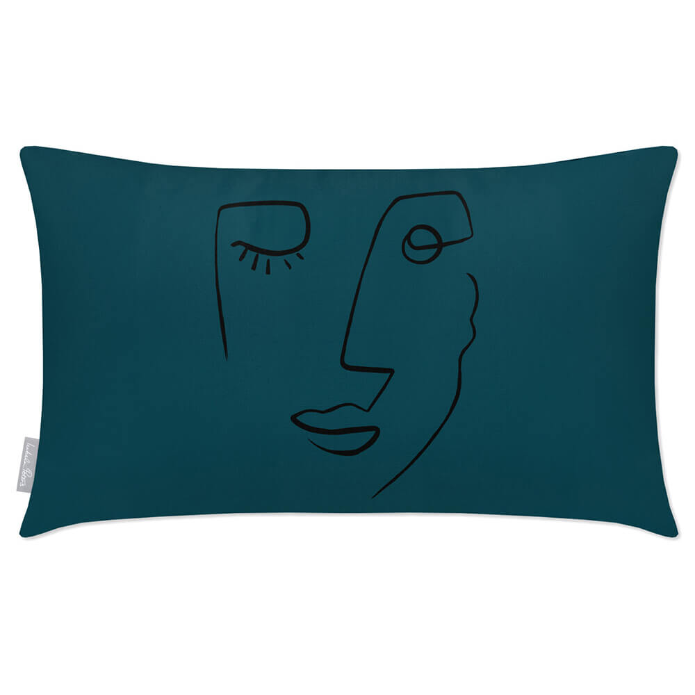 Outdoor Garden Waterproof Rectangle Cushion - Open Face  Izabela Peters Teal 50 x 30 cm 