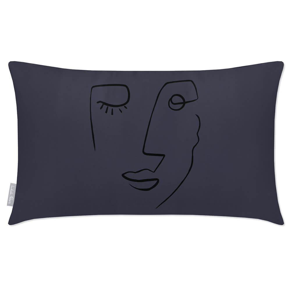 Outdoor Garden Waterproof Rectangle Cushion - Open Face  Izabela Peters Graphite 50 x 30 cm 