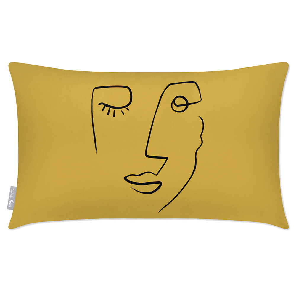 Outdoor Garden Waterproof Rectangle Cushion - Open Face  Izabela Peters Mustard Ochre 50 x 30 cm 