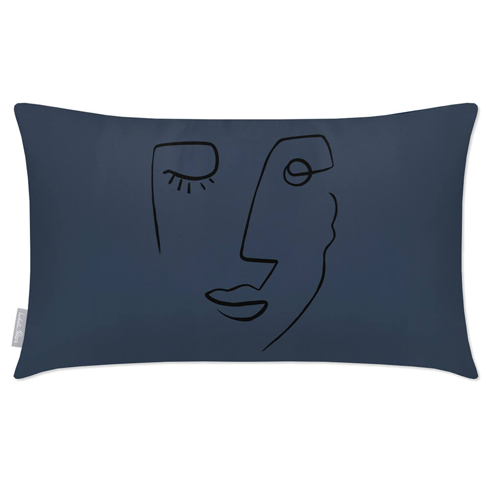 Outdoor Garden Waterproof Rectangle Cushion - Open Face - Petrol Blue 50 x 30 cm by Izabela Peters