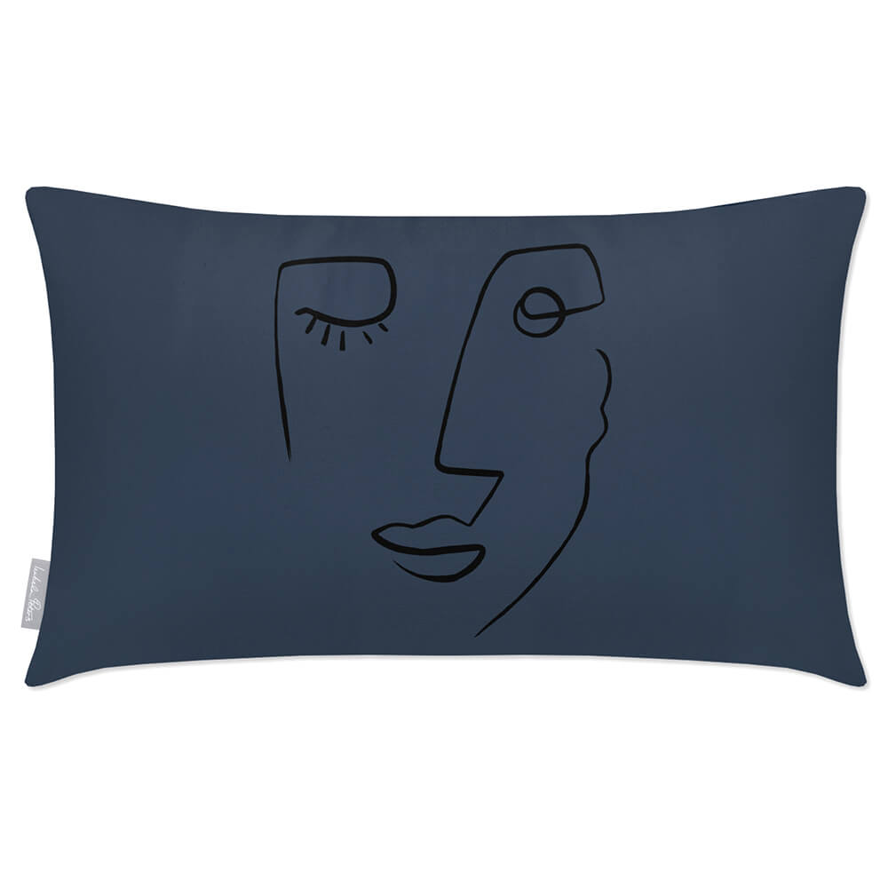 Outdoor Garden Waterproof Rectangle Cushion - Open Face  Izabela Peters Petrol Blue 50 x 30 cm 