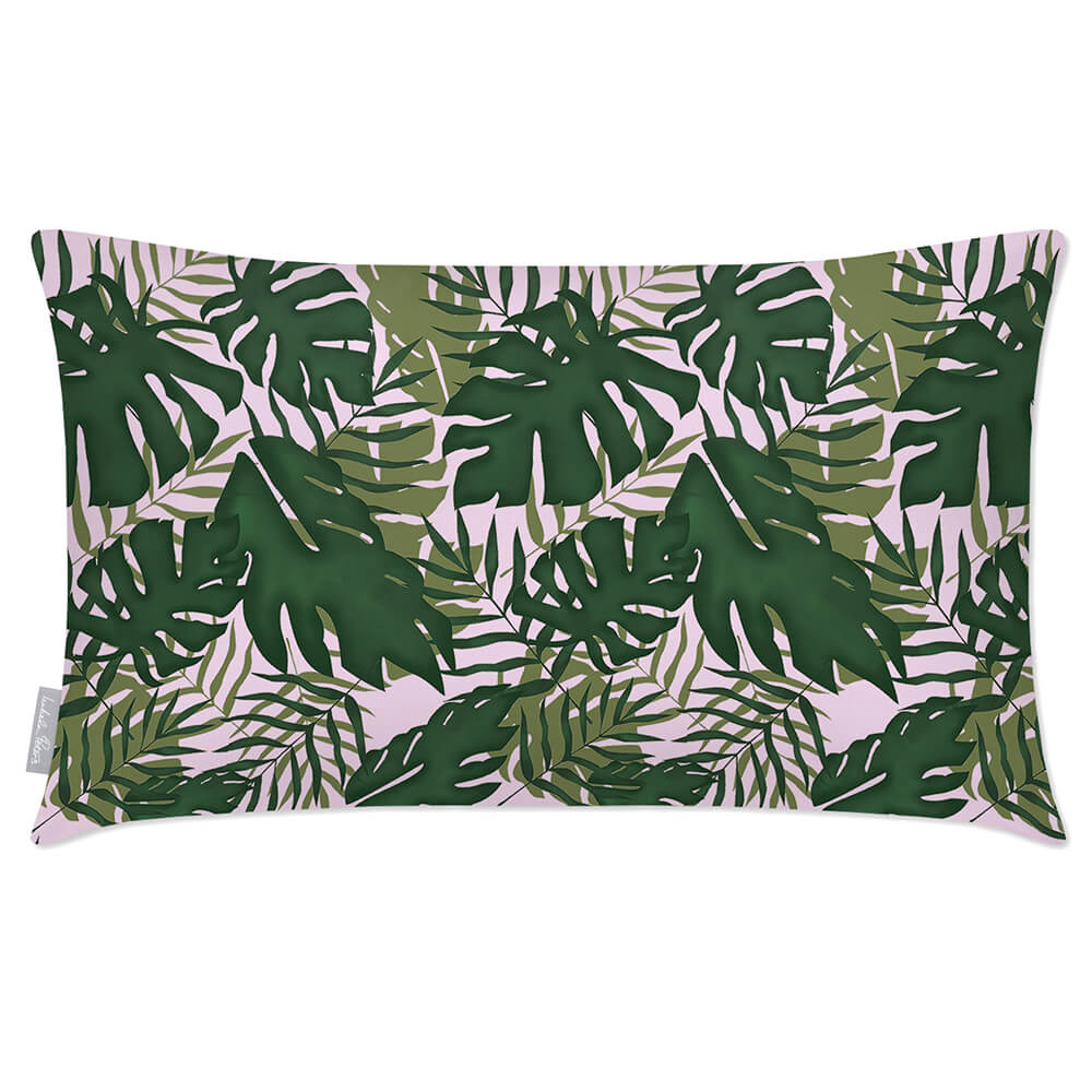 Outdoor Garden Waterproof Rectangle Cushion - Palm Leaf - Blush Pink 50 x 30 cm by Izabela Peters