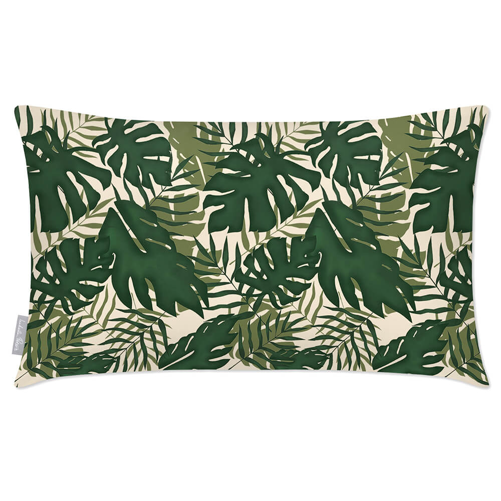Outdoor Garden Waterproof Rectangle Cushion - Palm Leaf - Cream 50 x 30 cm by Izabela Peters