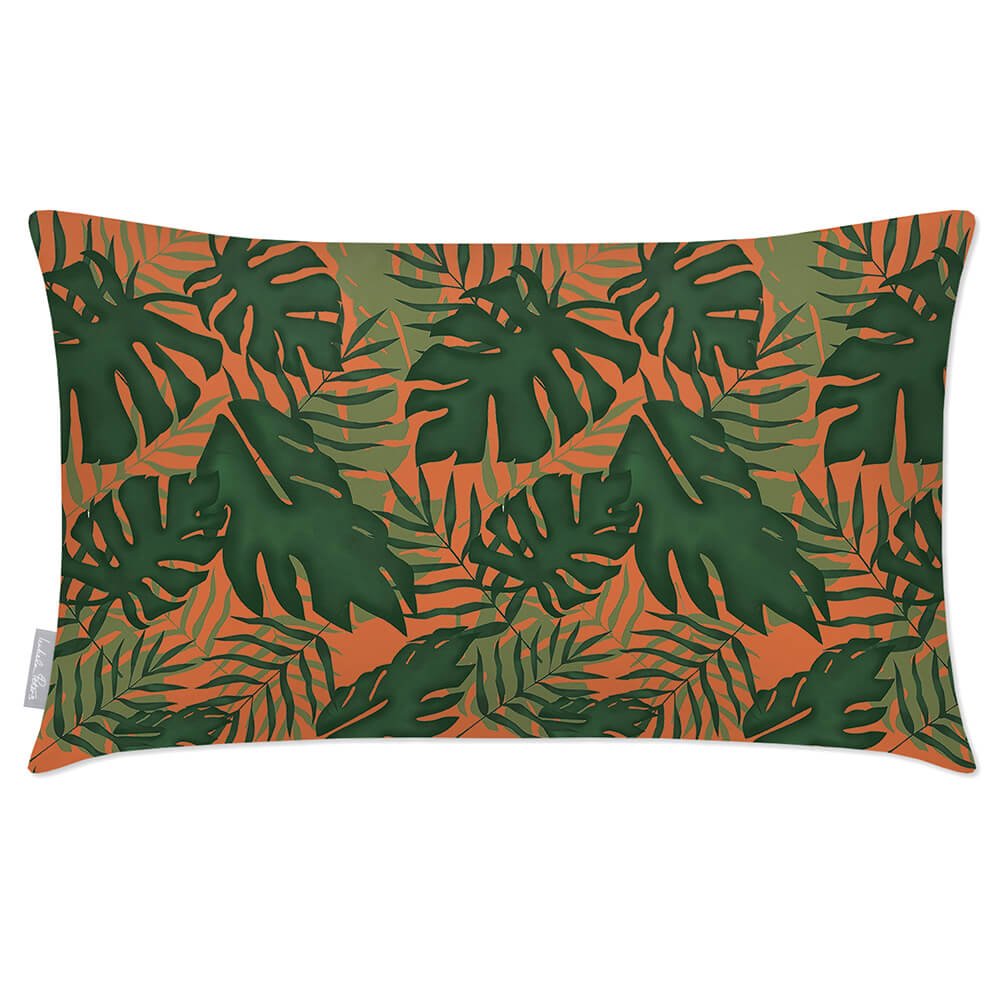 Outdoor Garden Waterproof Rectangle Cushion - Palm Leaf Luxury Outdoor Cushions Izabela Peters Burnt Orange 50 x 30 cm 