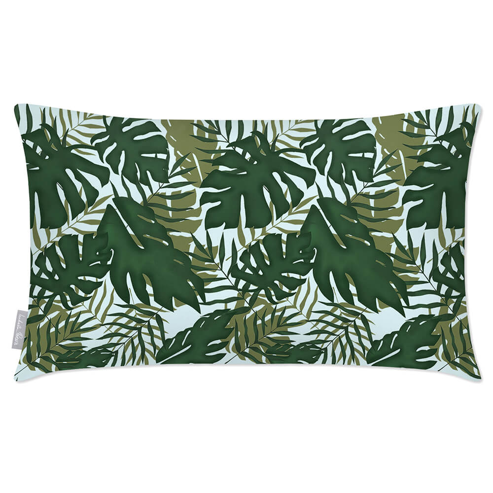 Outdoor Garden Waterproof Rectangle Cushion - Palm Leaf Luxury Outdoor Cushions Izabela Peters Duck Egg 50 x 30 cm 