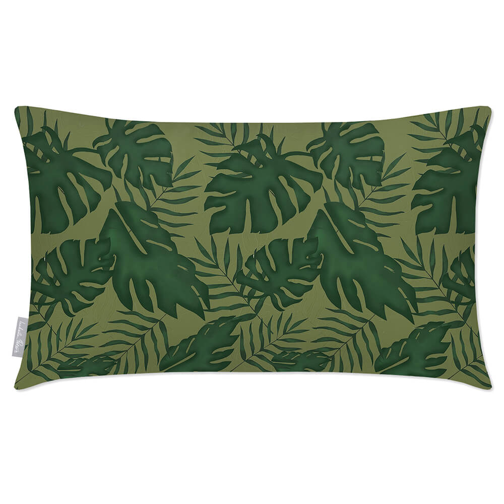 Outdoor Garden Waterproof Rectangle Cushion - Palm Leaf - Sage 50 x 30 cm by Izabela Peters