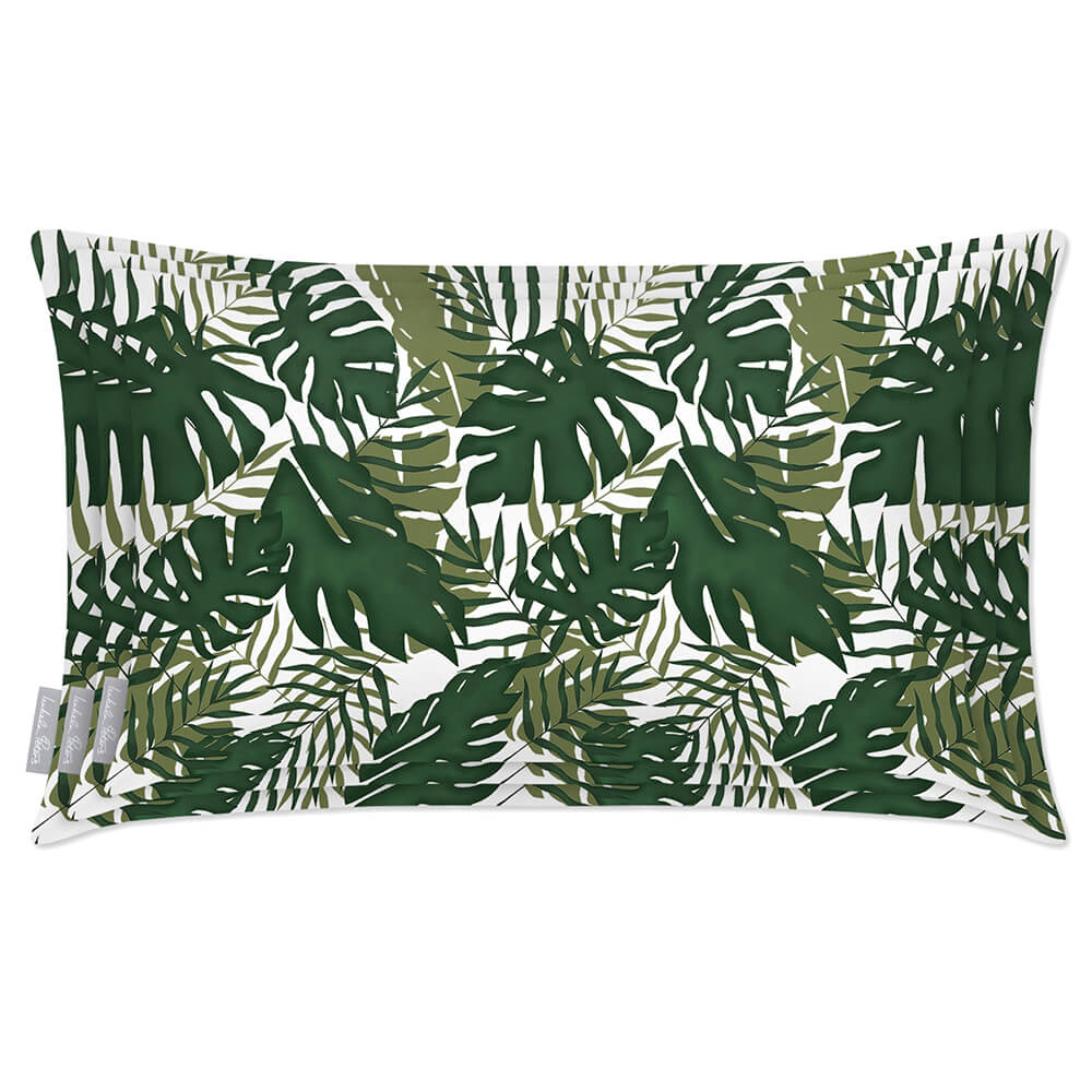 Outdoor Garden Waterproof Rectangle Cushion - Palm Leaf - White 50 x 30 cm by Izabela Peters