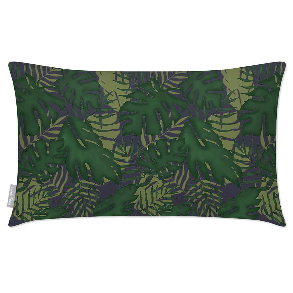 Outdoor Garden Waterproof Rectangle Cushion - Palm Leaf Luxury Outdoor Cushions Izabela Peters Graphite 50 x 30 cm 