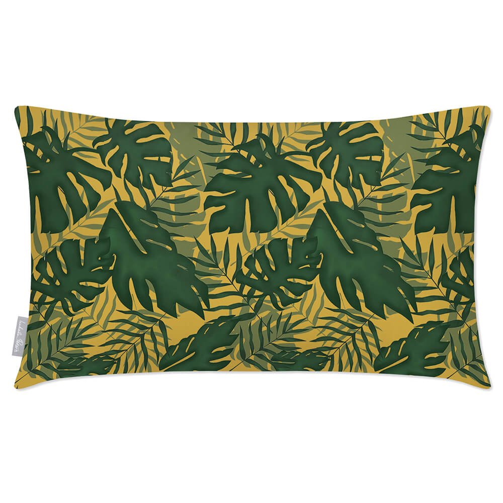 Outdoor Garden Waterproof Rectangle Cushion - Palm Leaf - Mustard 50 x 30 cm by Izabela Peters