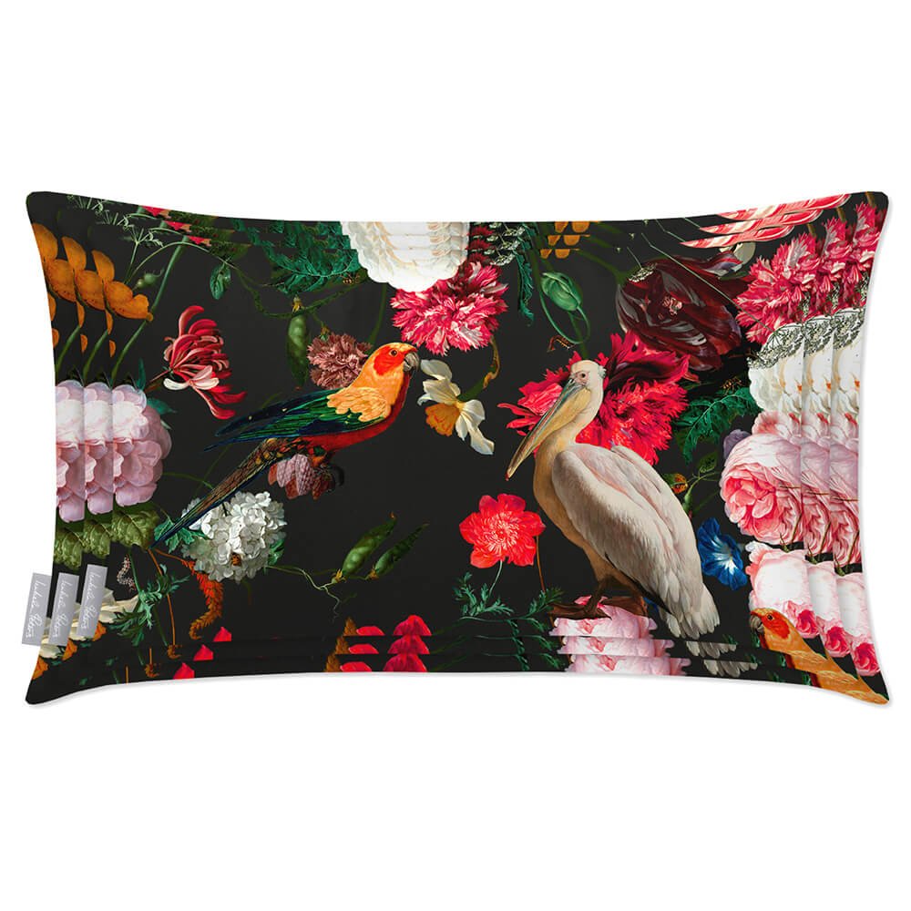 Outdoor Garden Waterproof Rectangle Cushion - Peruvian Paradise - Charcoal 50 x 30 cm by Izabela Peters