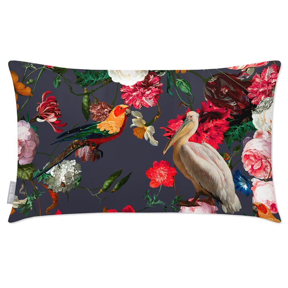 Outdoor Garden Waterproof Rectangle Cushion - Peruvian Paradise  Izabela Peters Graphite 50 x 30 cm 