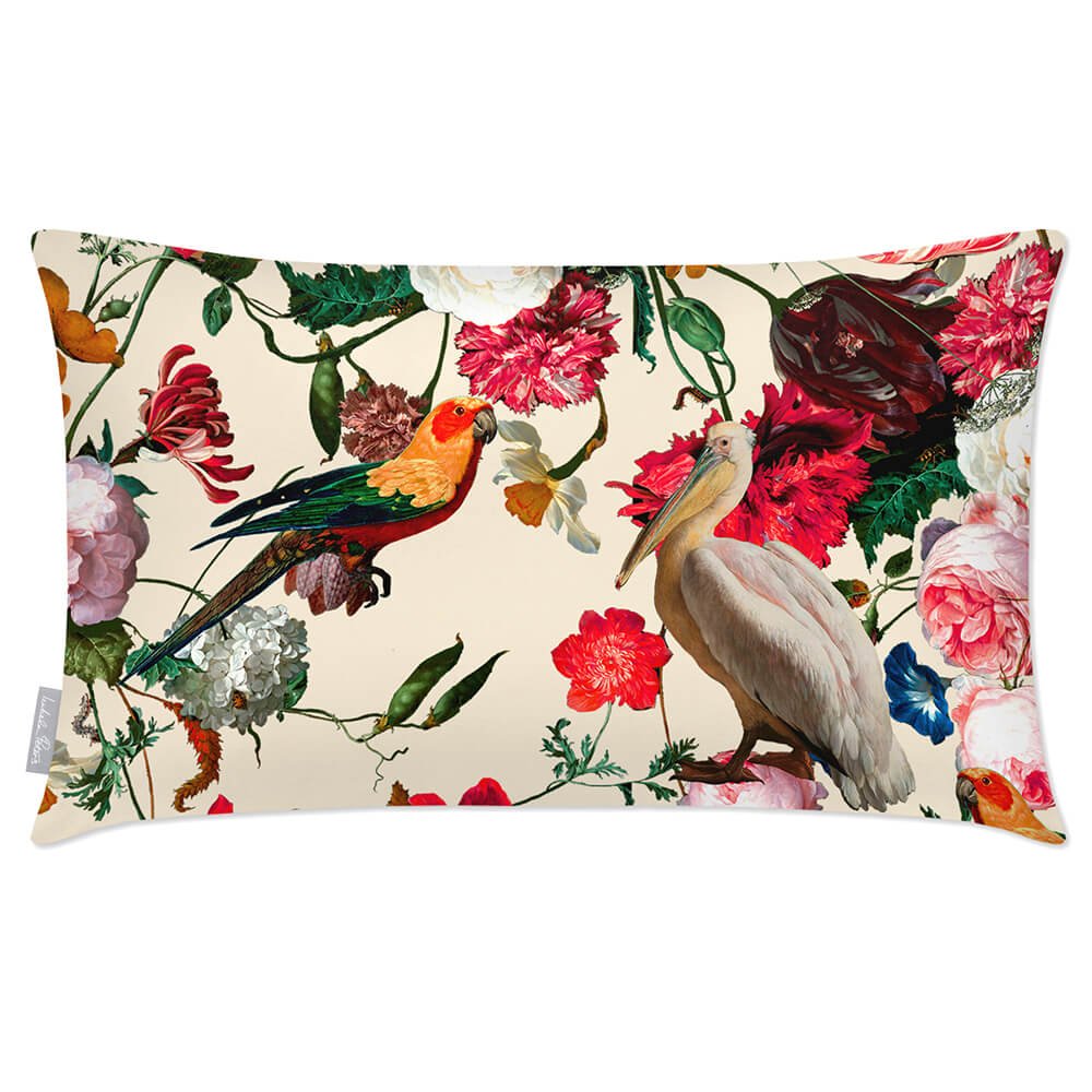 Outdoor Garden Waterproof Rectangle Cushion - Peruvian Paradise - Ivory Cream 50 x 30 cm by Izabela Peters