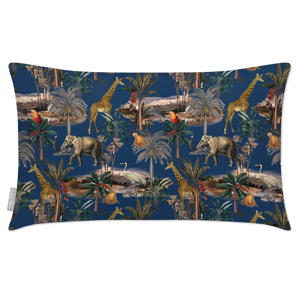 Outdoor Garden Waterproof Rectangle Cushion - Safari Voyage  Izabela Peters Estate Blue 50 x 30 cm 