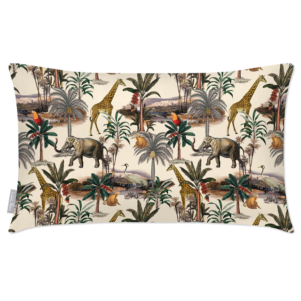 Safari Voyage | Outdoor Garden Waterproof Rectangle Cushion - Ivory Cream 50 x 30 cm by Izabela Peters