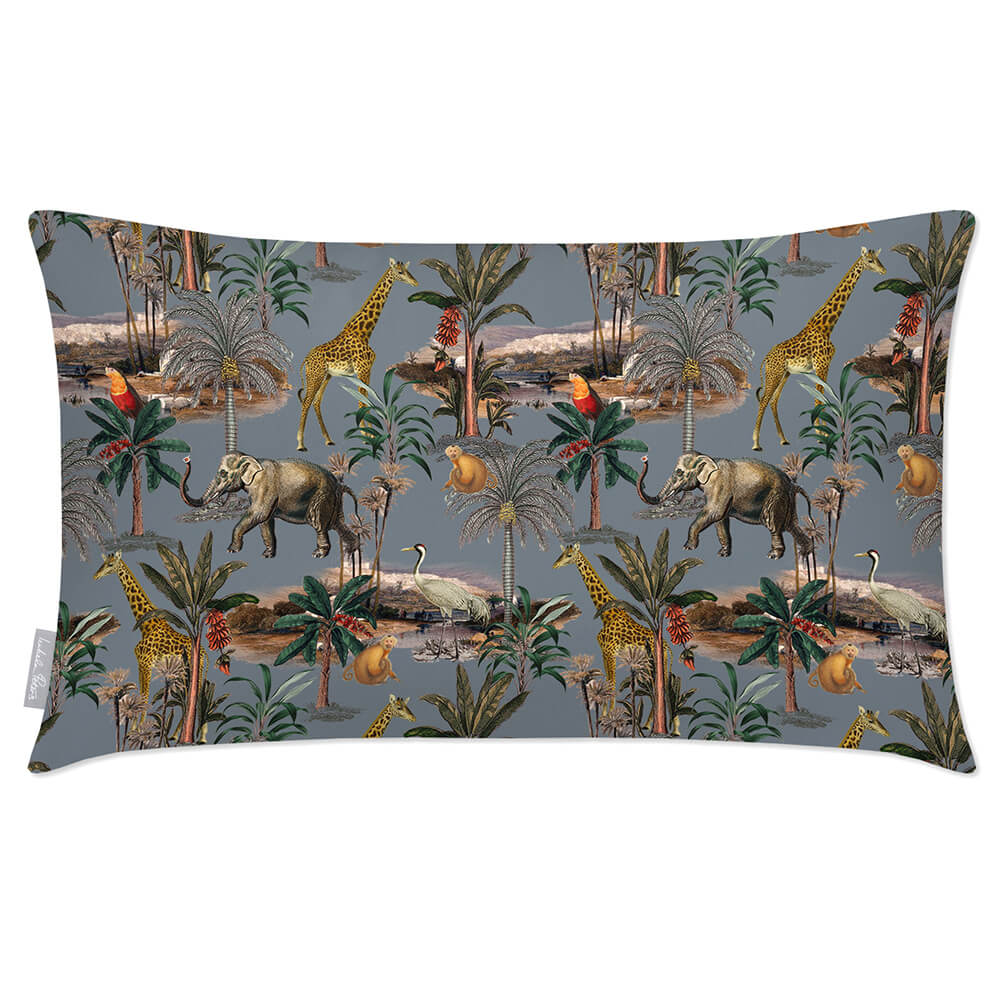 Safari Voyage | Outdoor Garden Waterproof Rectangle Cushion - French Grey 50 x 30 cm by Izabela Peters