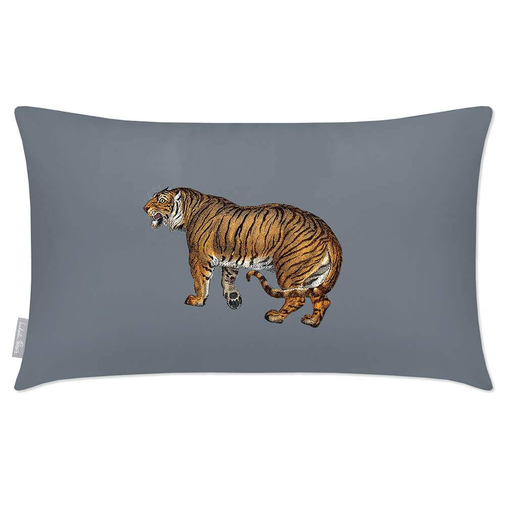 Outdoor Garden Waterproof Rectangle Cushion - Tiger - French Grey 50 x 30 cm by Izabela Peters