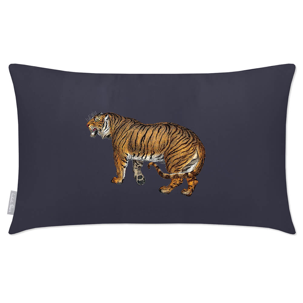 Outdoor Garden Waterproof Rectangle Cushion - Tiger - Graphite 50 x 30 cm by Izabela Peters