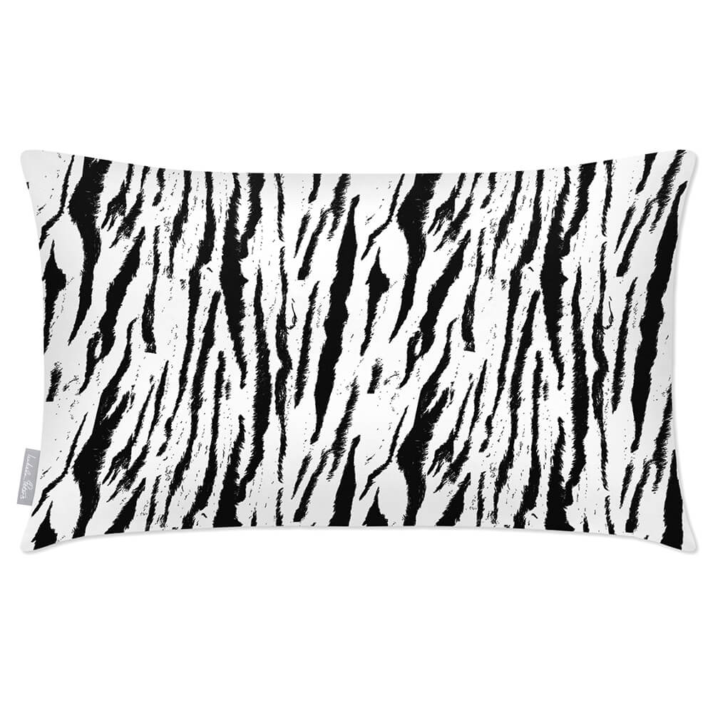 Outdoor Garden Waterproof Rectangle Cushion - Tiger Print  Izabela Peters White and Black 50 x 30 cm 