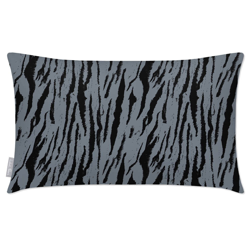 Outdoor Garden Waterproof Rectangle Cushion - Tiger Print  Izabela Peters French Grey 50 x 30 cm 