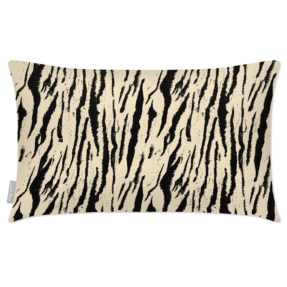 Outdoor Garden Waterproof Rectangle Cushion - Tiger Print - Cream 50 x 30 cm by Izabela Peters