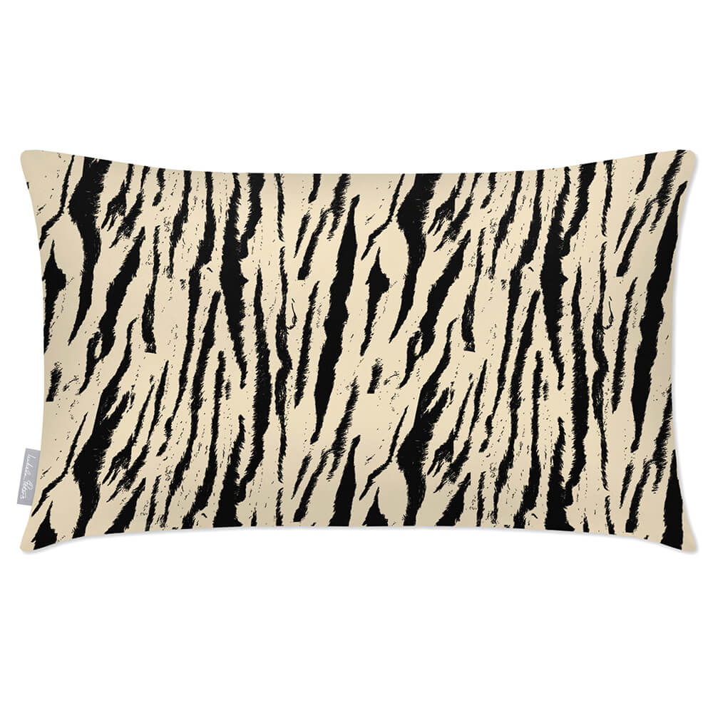 Outdoor Garden Waterproof Rectangle Cushion - Tiger Print  Izabela Peters Cream 50 x 30 cm 