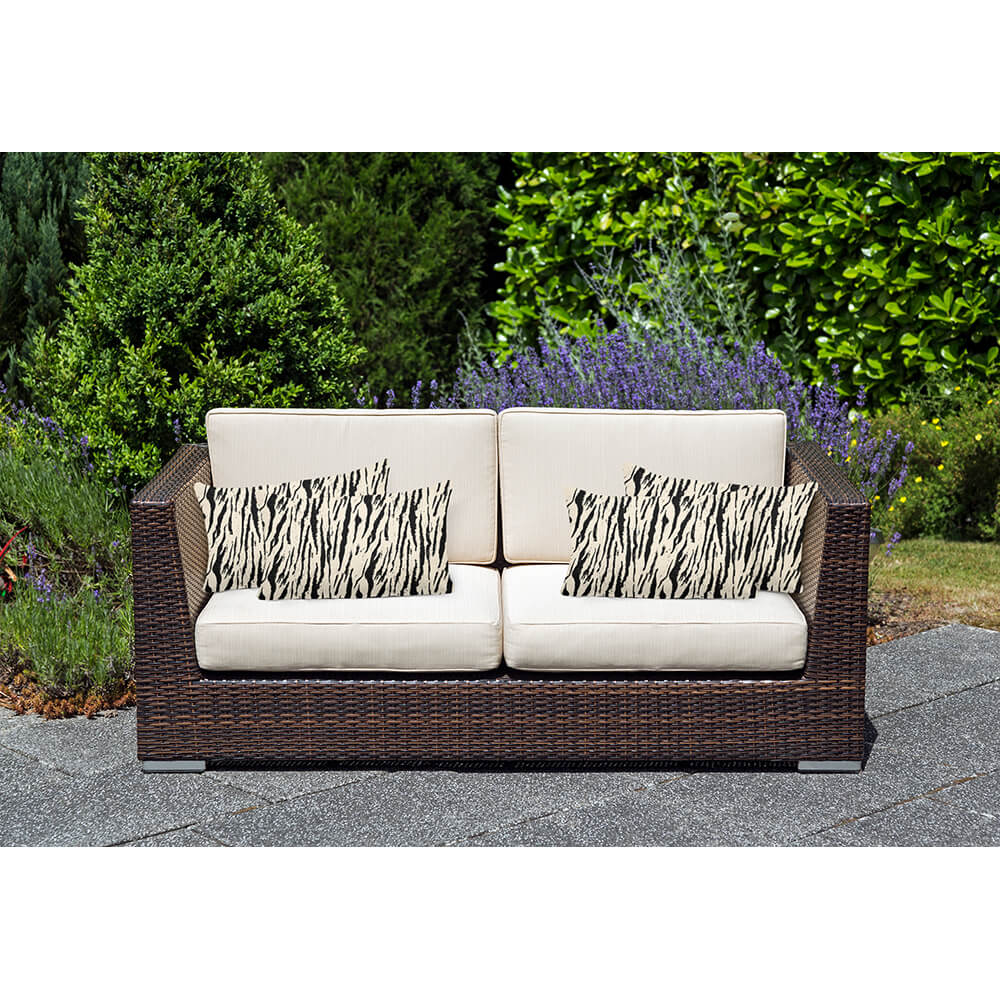 Outdoor Garden Waterproof Rectangle Cushion - Tiger Print - Ivory Cream 50 x 30 cm by Izabela Peters