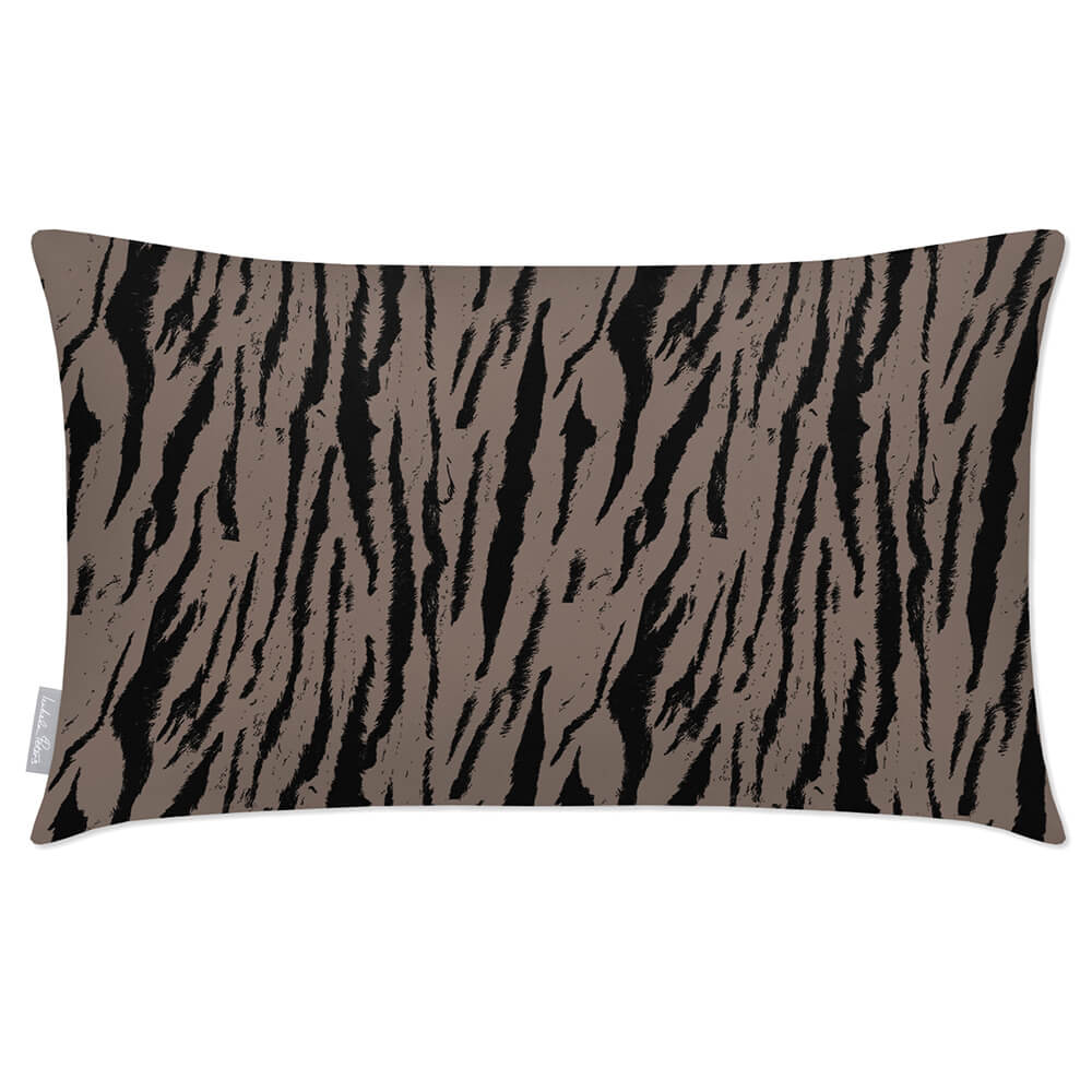 Outdoor Garden Waterproof Rectangle Cushion - Tiger Print - Dovedale Stone 50 x 30 cm by Izabela Peters