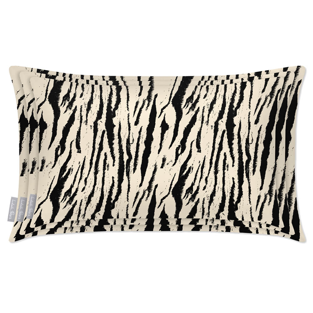 Outdoor Garden Waterproof Rectangle Cushion - Tiger Print - Ivory Cream 50 x 30 cm by Izabela Peters