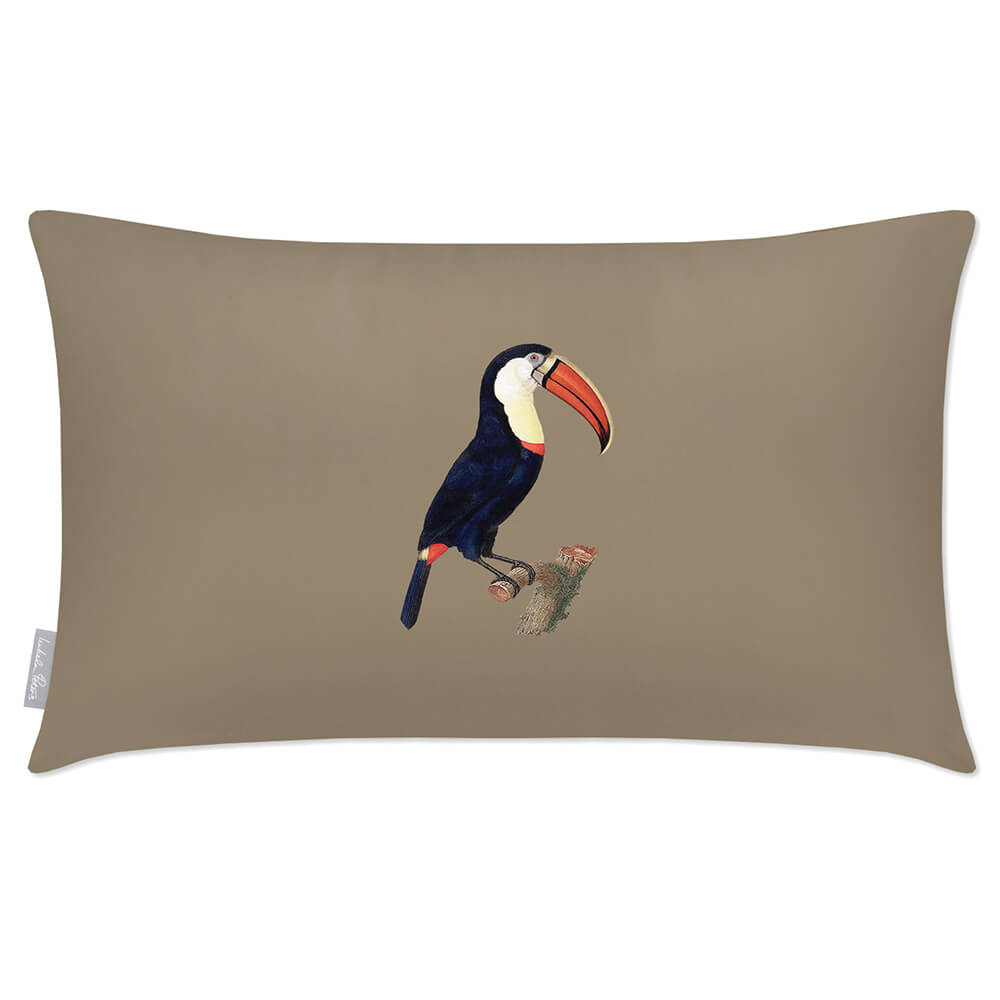 Outdoor Garden Waterproof Rectangle Cushion - Toucan  Izabela Peters Taupe 50 x 30 cm 