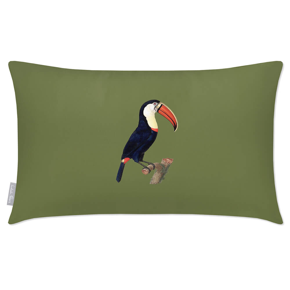 Outdoor Garden Waterproof Rectangle Cushion - Toucan - Sage 50 x 30 cm by Izabela Peters