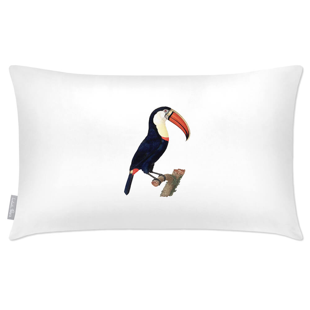 Outdoor Garden Waterproof Rectangle Cushion - Toucan - White 50 x 30 cm by Izabela Peters
