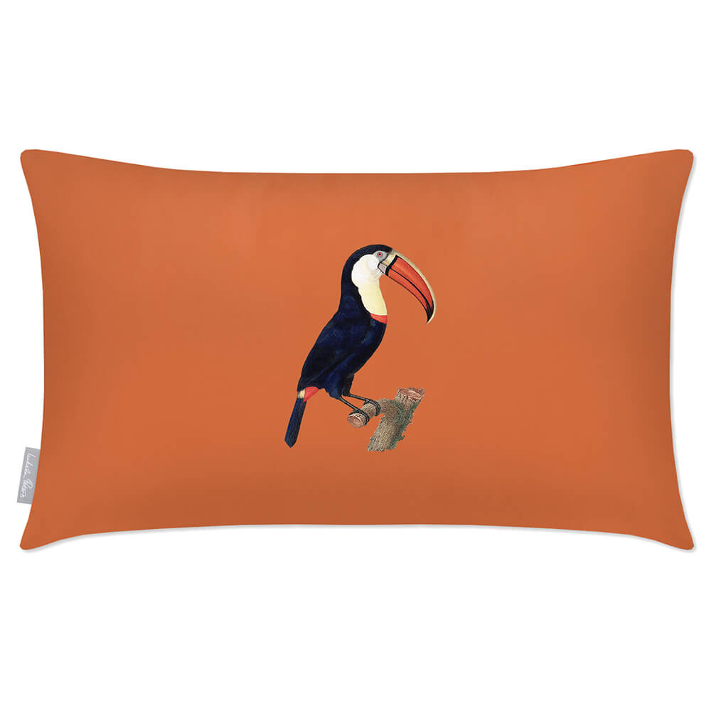 Outdoor Garden Waterproof Rectangle Cushion - Toucan  Izabela Peters Burnt Orange 50 x 30 cm 