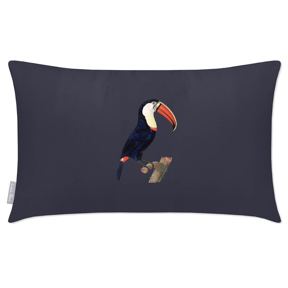 Outdoor Garden Waterproof Rectangle Cushion - Toucan  Izabela Peters Graphite 50 x 30 cm 