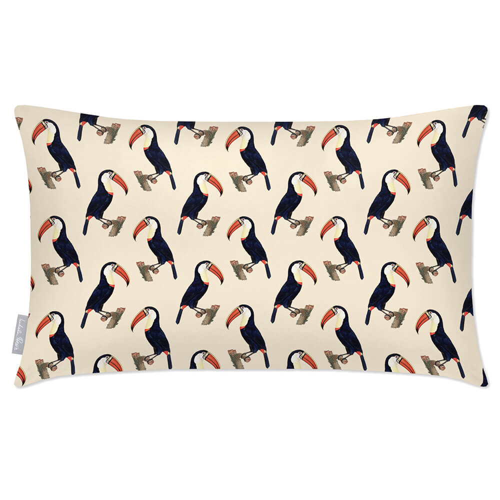 Outdoor Garden Waterproof Rectangle Cushion - Toucans - Cream 50 x 30 cm by Izabela Peters