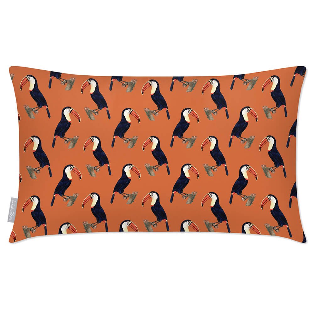 Outdoor Garden Waterproof Rectangle Cushion - Toucans  Izabela Peters Burnt Orange 50 x 30 cm 