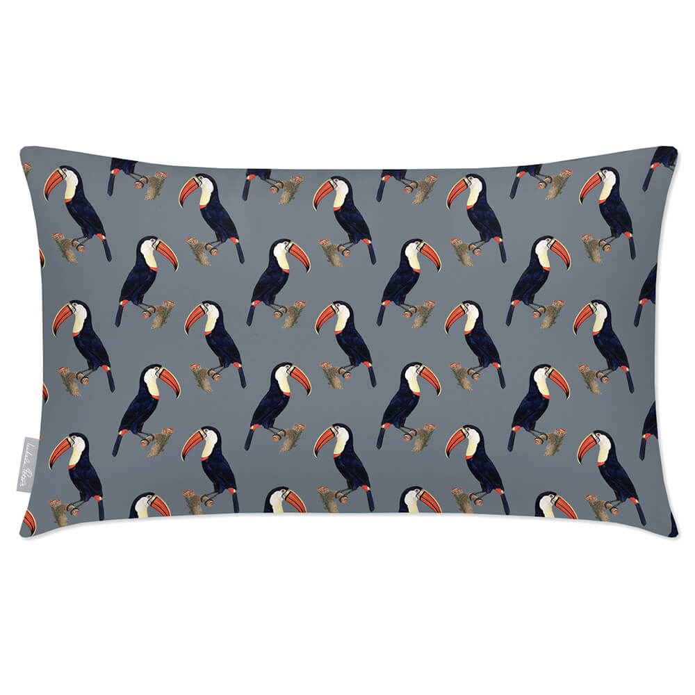 Outdoor Garden Waterproof Rectangle Cushion - Toucans - French Grey 50 x 30 cm by Izabela Peters