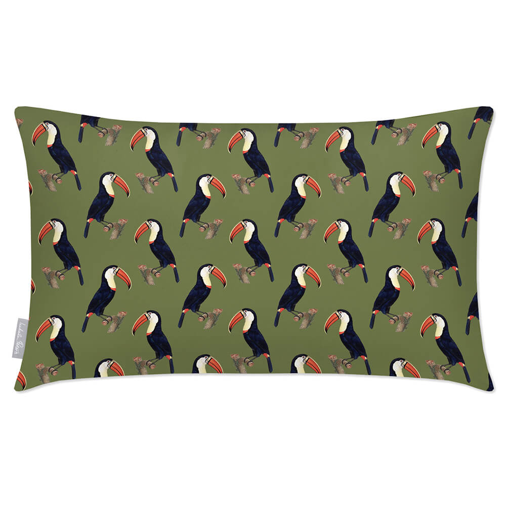 Outdoor Garden Waterproof Rectangle Cushion - Toucans - Sage 50 x 30 cm by Izabela Peters