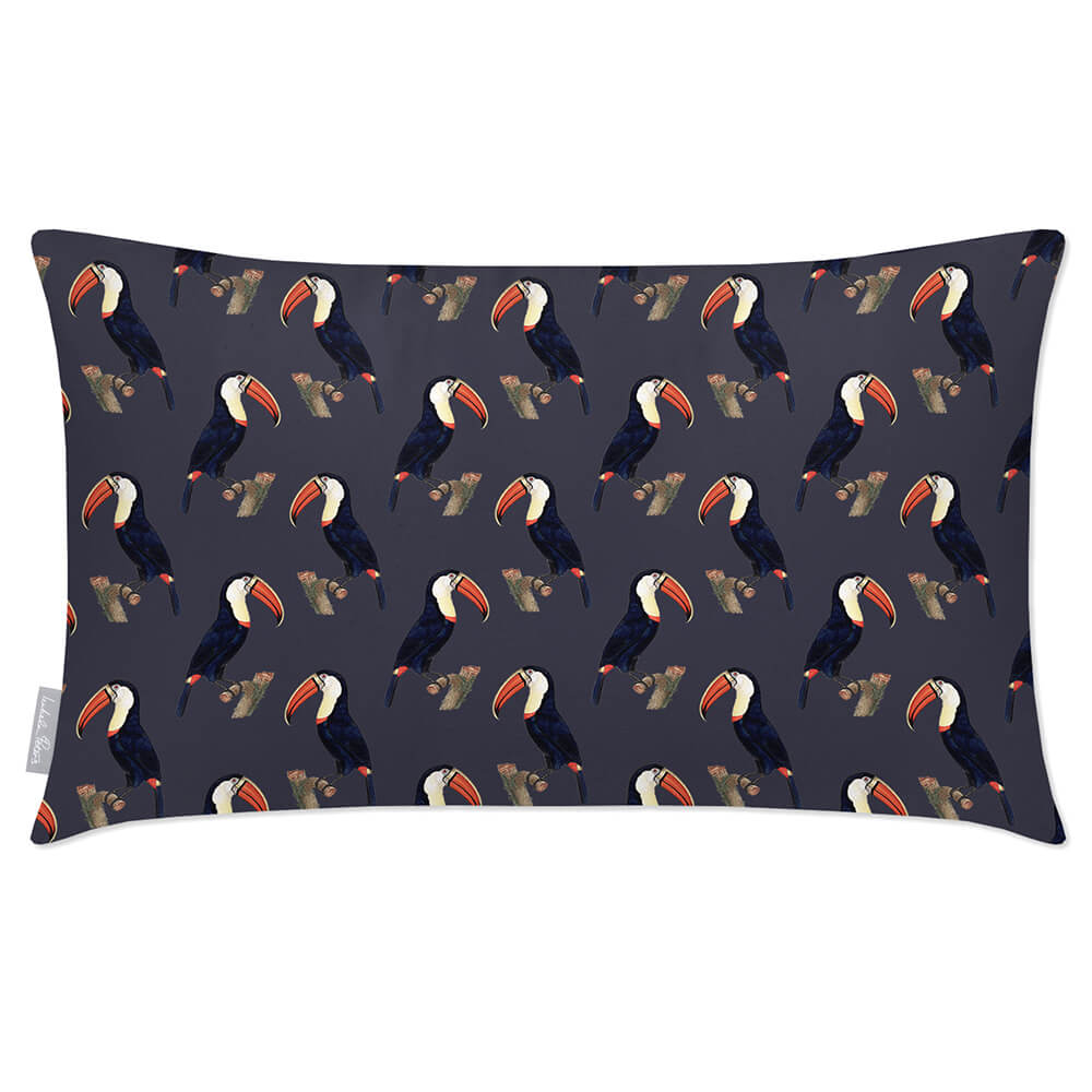 Outdoor Garden Waterproof Rectangle Cushion - Toucans - Graphite 50 x 30 cm by Izabela Peters