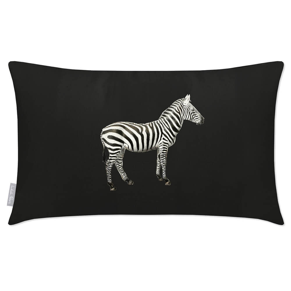 Outdoor Garden Waterproof Rectangle Cushion - Zebra - Charcoal 50 x 30 cm by Izabela Peters