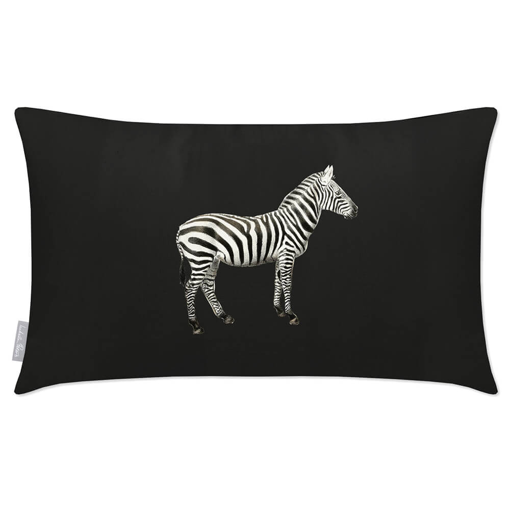 Outdoor Garden Waterproof Rectangle Cushion - Zebra  Izabela Peters Charcoal 50 x 30 cm 