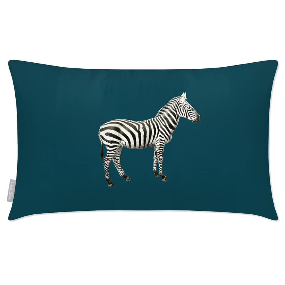 Outdoor Garden Waterproof Rectangle Cushion - Zebra - Teal 50 x 30 cm by Izabela Peters