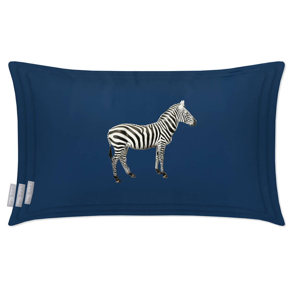 Outdoor Garden Waterproof Rectangle Cushion - Zebra - Estate Blue 50 x 30 cm by Izabela Peters