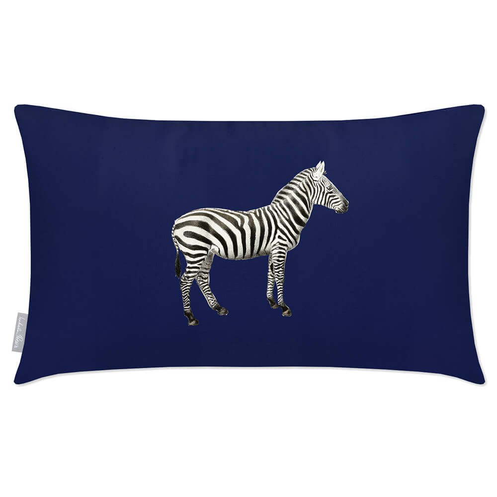 Outdoor Garden Waterproof Rectangle Cushion - Zebra - Midnight 50 x 30 cm by Izabela Peters