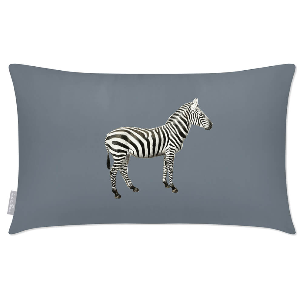 Outdoor Garden Waterproof Rectangle Cushion - Zebra - French Grey 50 x 30 cm by Izabela Peters