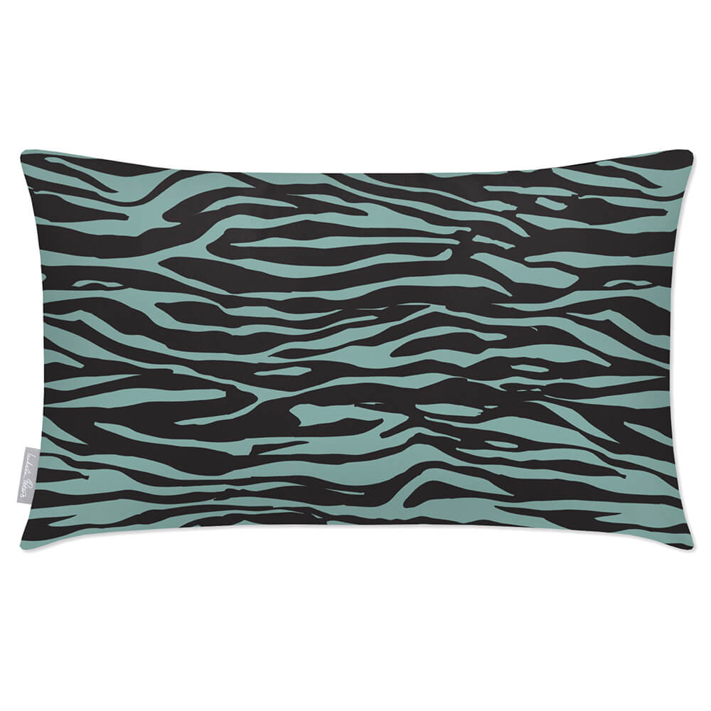 Outdoor Garden Waterproof Rectangle Cushion - Zebra Print - Blue Surf 50 x 30 cm by Izabela Peters