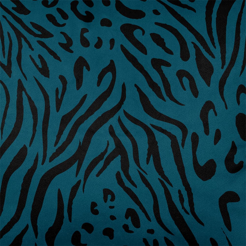 Upholstery Curtain Fabric - Luxury Eco - Friendly Velvet - Animal Fusion Print - Teal by Izabela Peters