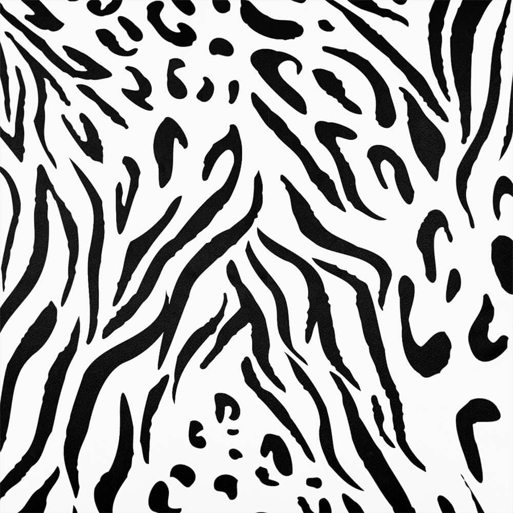 Upholstery Curtain Fabric - Luxury Eco - Friendly Velvet - Animal Fusion Print - Black And White by Izabela Peters