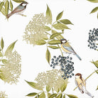 Upholstery Curtain Fabric - Luxury Eco - Friendly Velvet - Bird On Elderflower - White by Izabela Peters