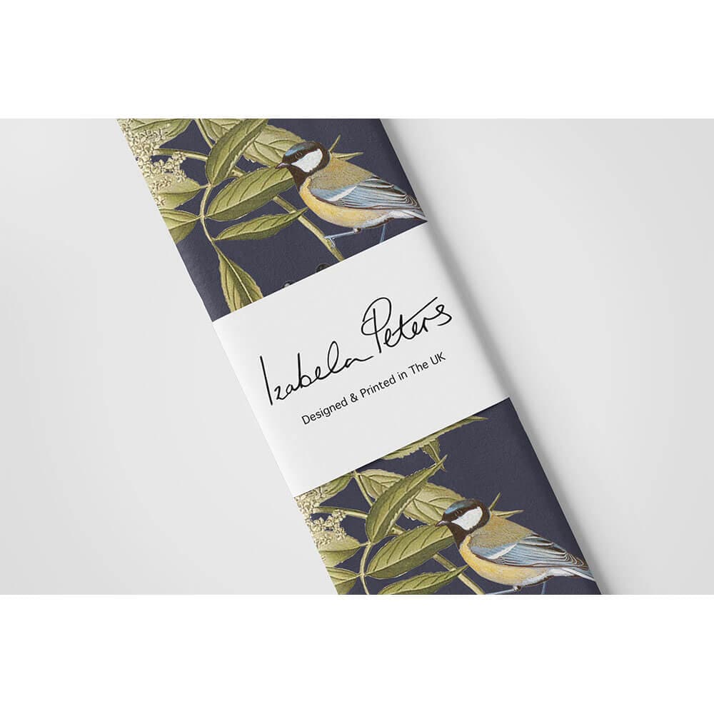 Upholstery Curtain Fabric - Luxury Eco - Friendly Velvet - Bird On Elderflower - Graphite by Izabela Peters